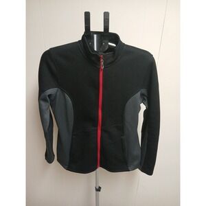 spyder zip up jacket Womens Large Core Sweater Hybrid Coat Black Gray